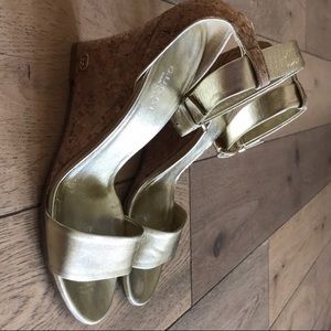 Gold leather Gucci Wedge Sandals